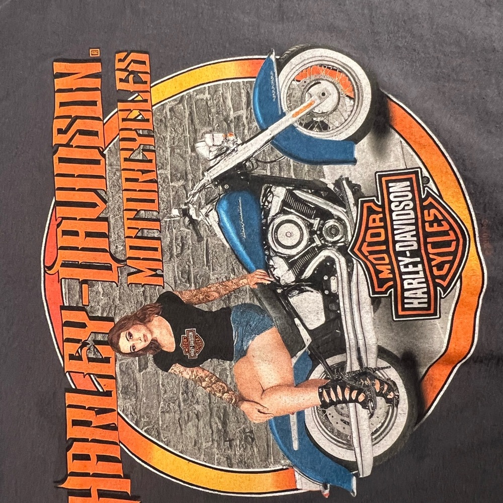 Harley-Davidson Gray Tee with Orange Engine Design